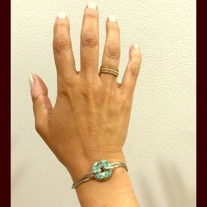 Real turquoise and silk pi disc bracelet. NWOT